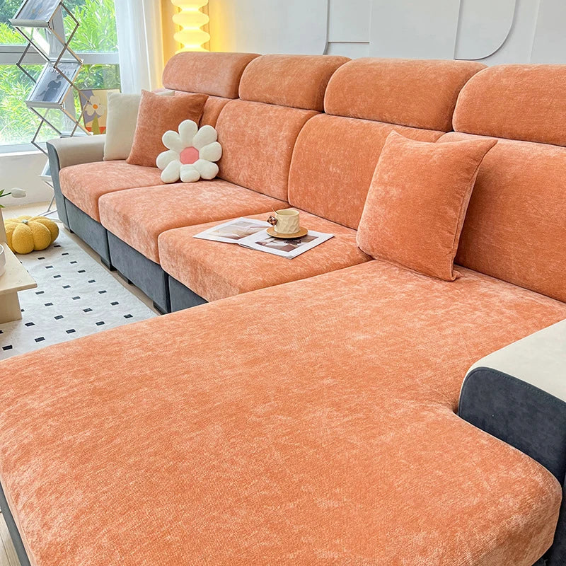 Elastic Chenille Sofa Protector Cover with Non-Slip Grip