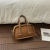 Vintage Croc-Embossed Mini Boston Bag with Dual Straps