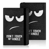 Black protective case for an e-reader featuring a stylized angry face design.