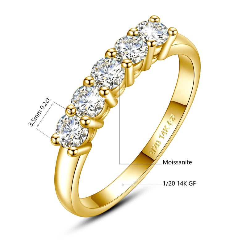 Five-Stone Moissanite Stacking Ring in 14K Gold Filled