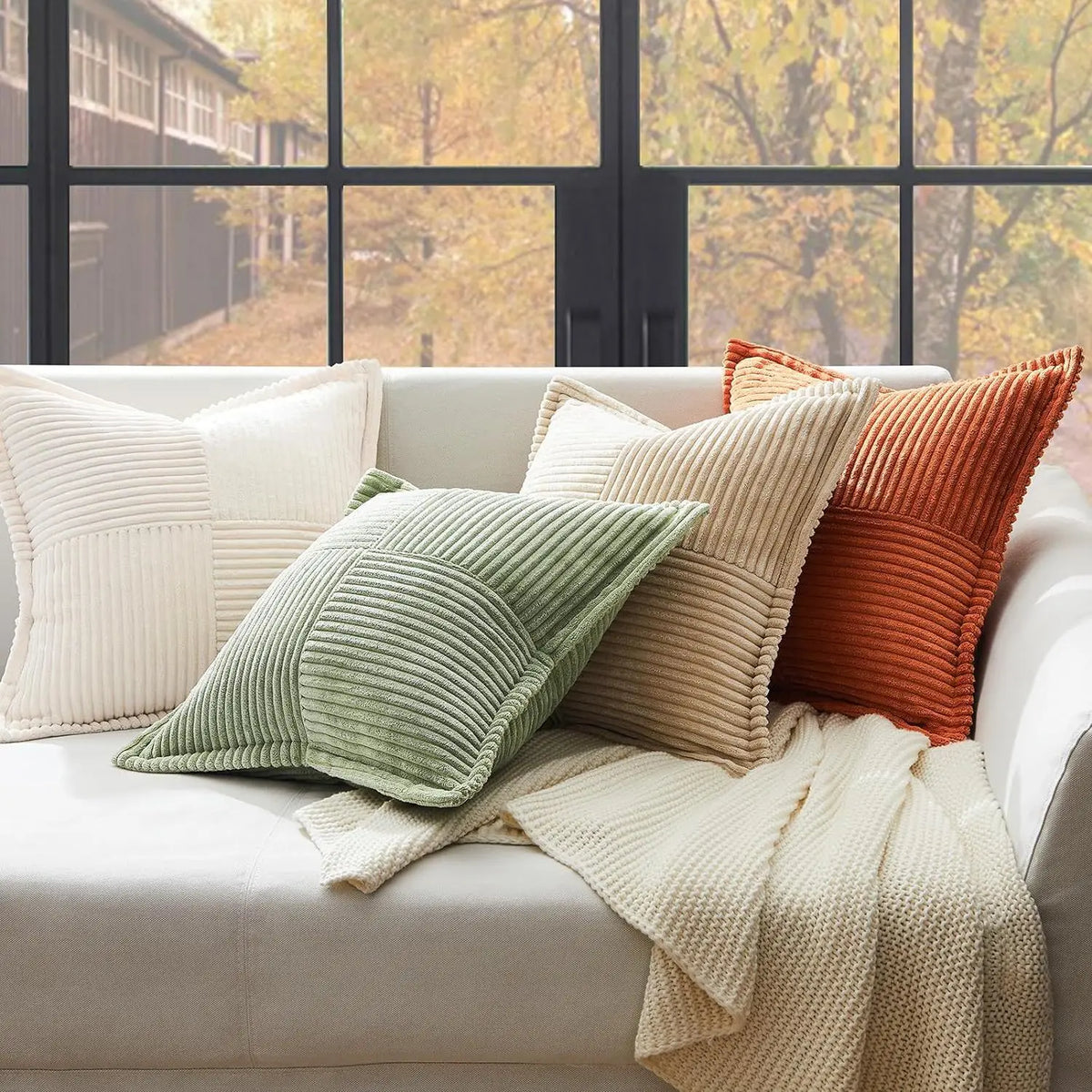 Corduroy Lumbar Pillow Cover for Office and Home