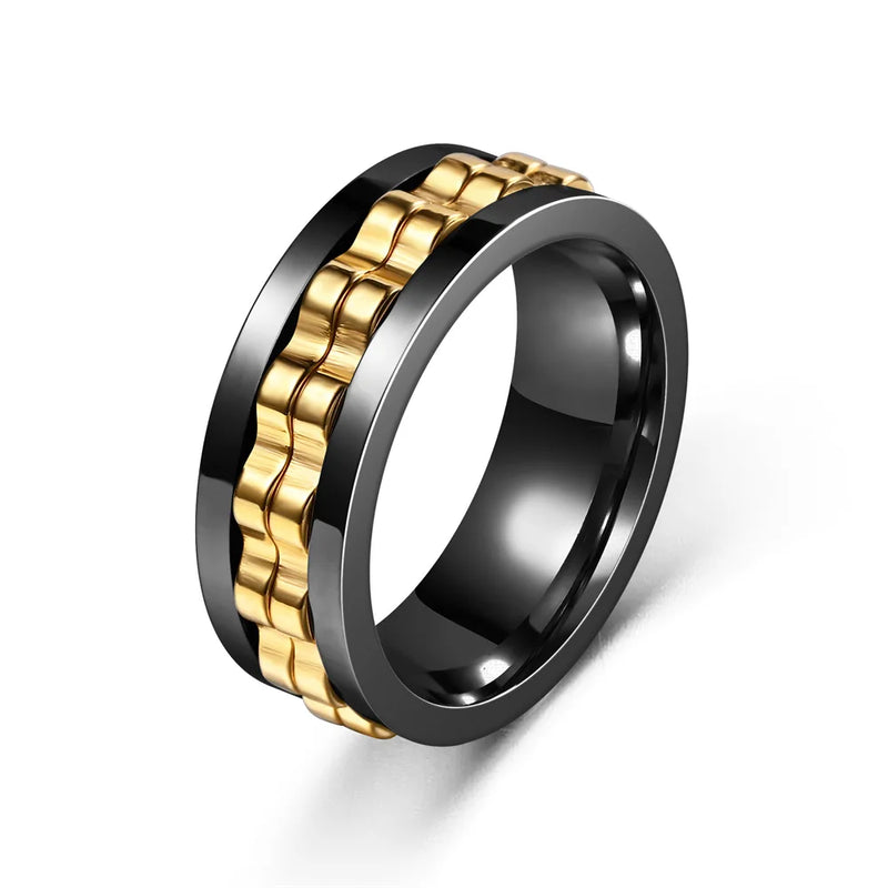 Gear-Chain Rotating Anxiety Ring