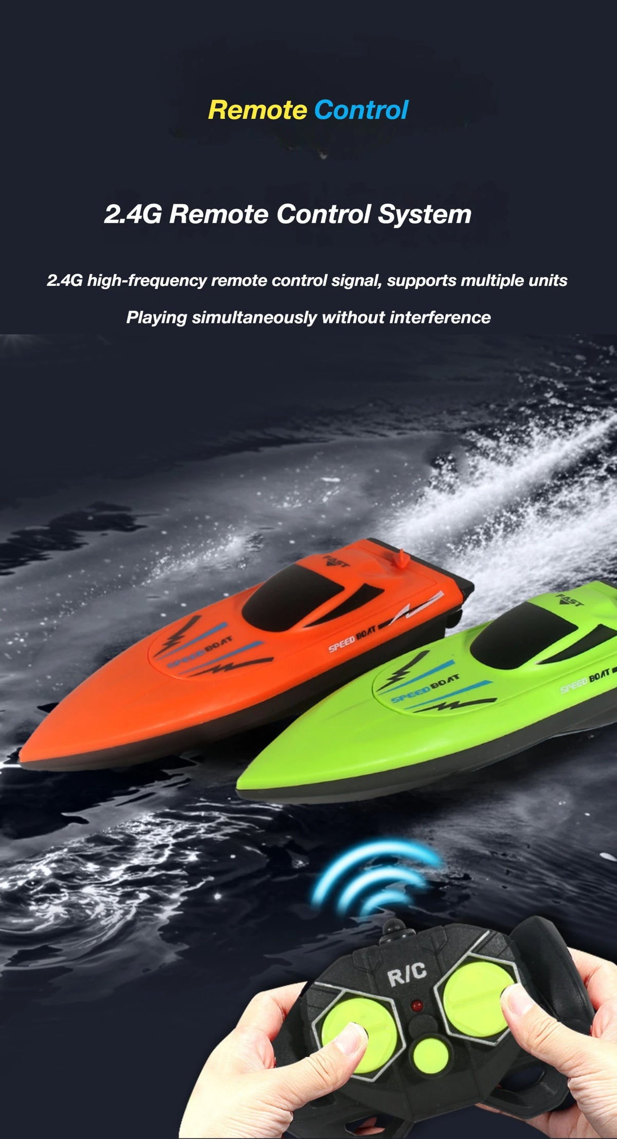 High-Speed Remote Control Boat with Dual Propellers