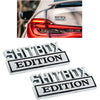 Set silberne Metall-Fender-Aufkleber mit dem Text SHITBOX EDITION