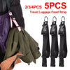 Five black travel luggage fixed straps shown with a dark green jacket.