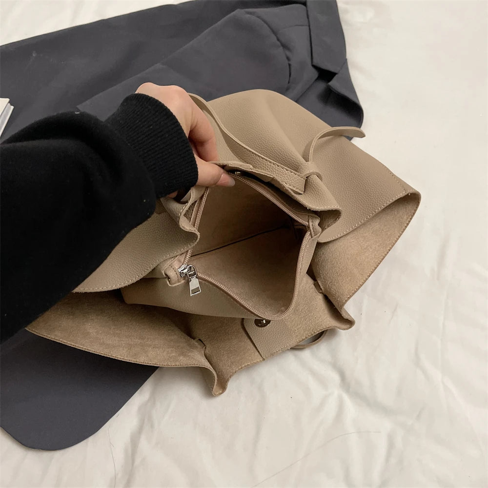 Soft PU Leather 2-in-1 Tote Bag Set for Women