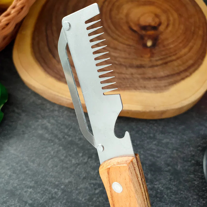 Multi-Functional Vegetable Peeler with Wooden Handle