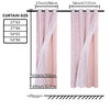 A set of dual layer window curtains in pink featuring sheer and blackout fabric options.