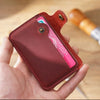 Vintage Leather Slim Card Holder with Snap Closure
