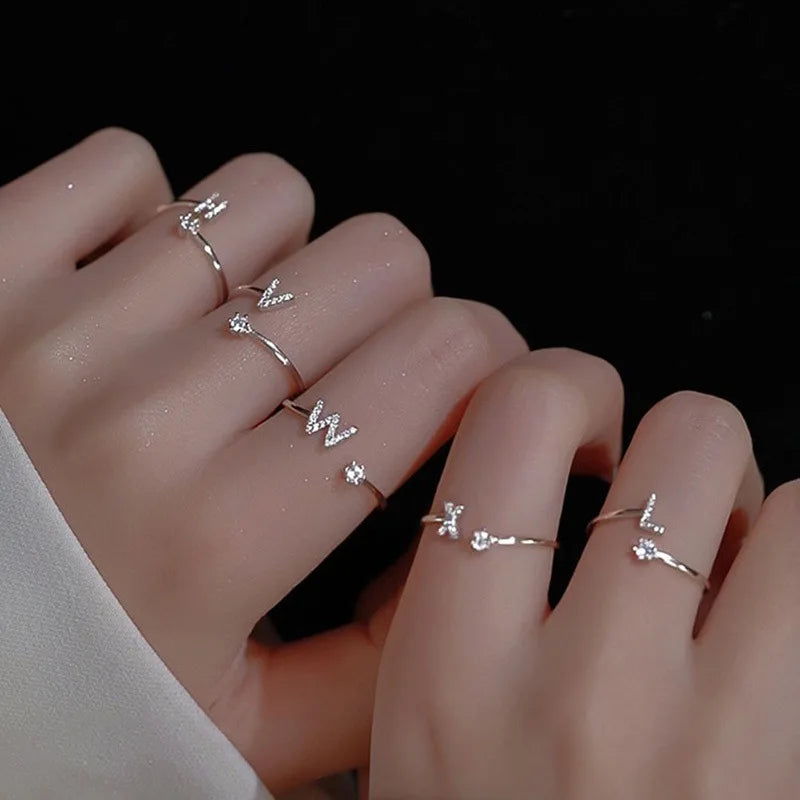Initial Letter Ring with Zircon Accent