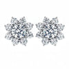 Pendientes de Aros con Forma de Flor de Moissanita en Plata de Ley 925