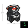 Glow-in-the-Dark Skull Biker Patch with Hook & Loop Backing