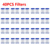 40 pieces of white faucet water filters arranged in rows for sale