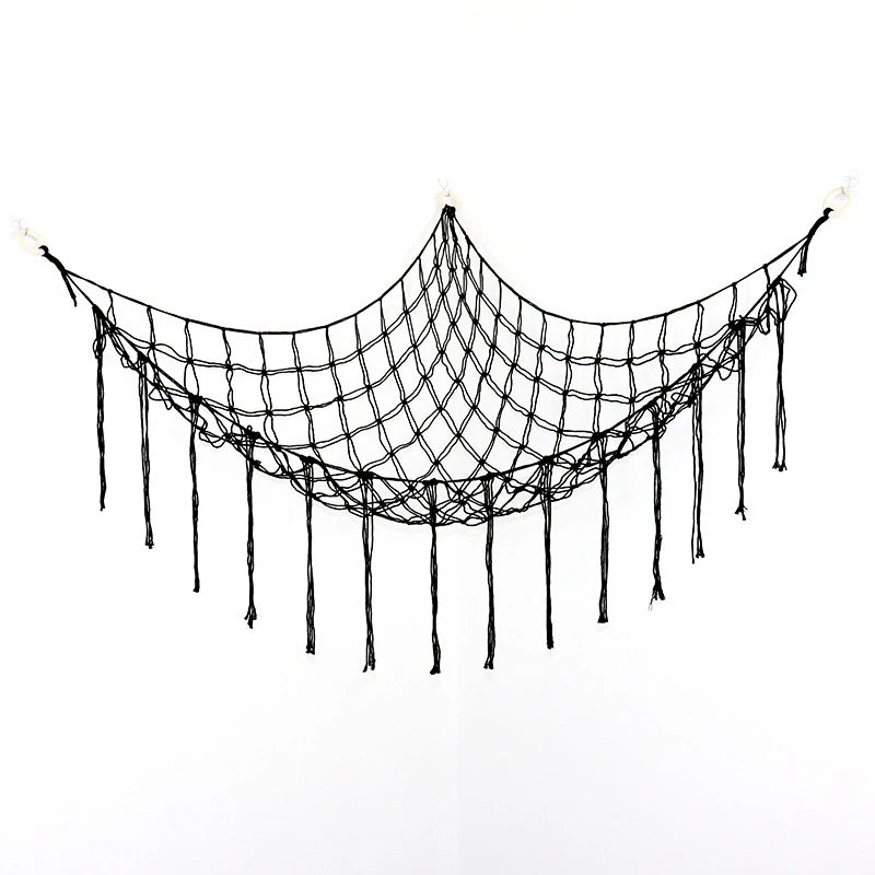 Black mesh hammock for hanging stuffed animal storage or organizer