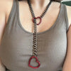 Heart Charm Cuban Link Necklace in Stainless Steel