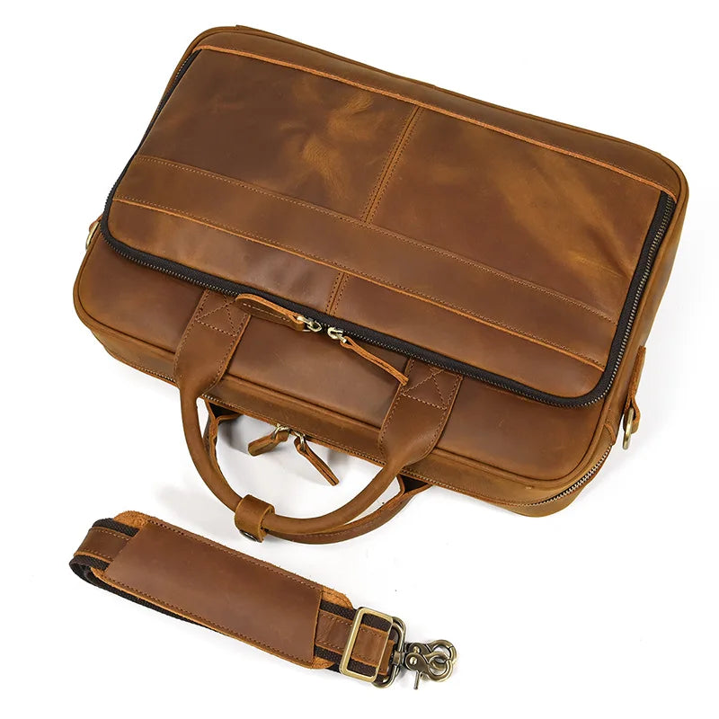 Vintage Genuine Leather Executive Laptop Briefcase