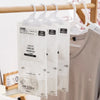 A clear hanging bag labeled Moisture Absorption with a hook type for closet and wardrobe storage.