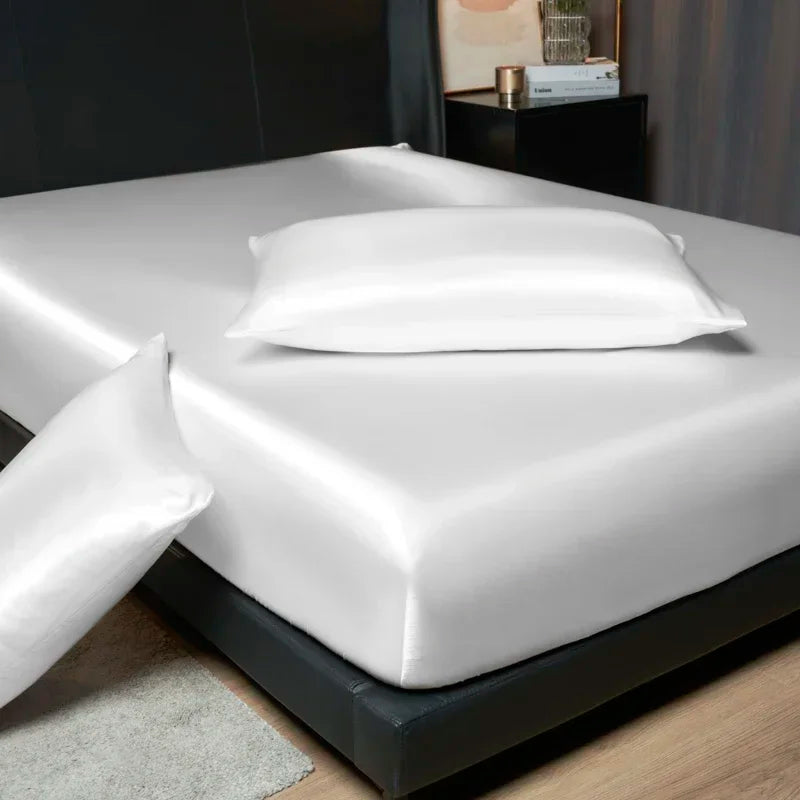 Luxury Satin Fitted Sheet Set with Pillowcases