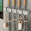 Wall-Mounted Mop and Broom Holder with Adhesive Mount