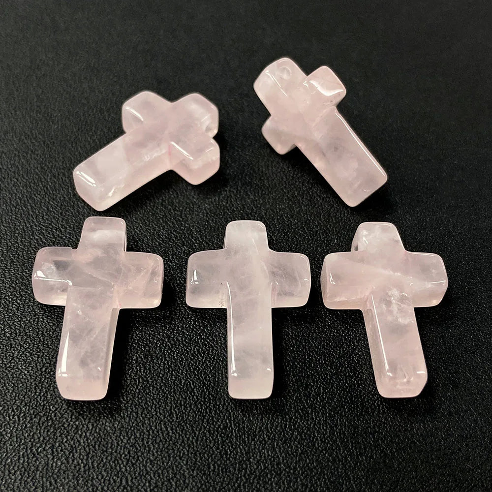 Natural Stone Cross Pendant Charm for Jewelry Making
