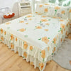 Floral Bed Skirt Set with Anti-Slip Mattress Cover