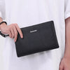 Men's Soft PU Leather Clutch Bag with Zipper Closure
