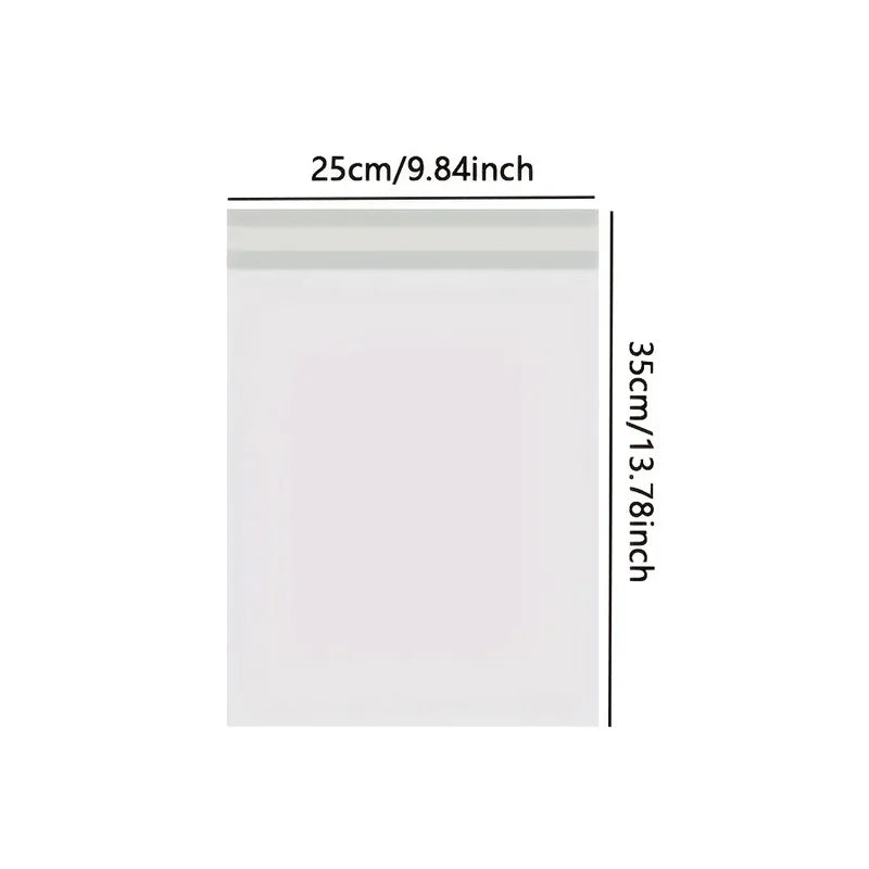 A white self-adhesive waterproof mailing bag with dimensions of 25cm by 35cm.