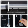 Diagrams showing how to use the vacuum card slot and increase pressure bayonet for windshield repair