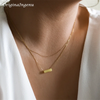 Dainty Beaded Gemstone Pendant Necklace in Gold Filled