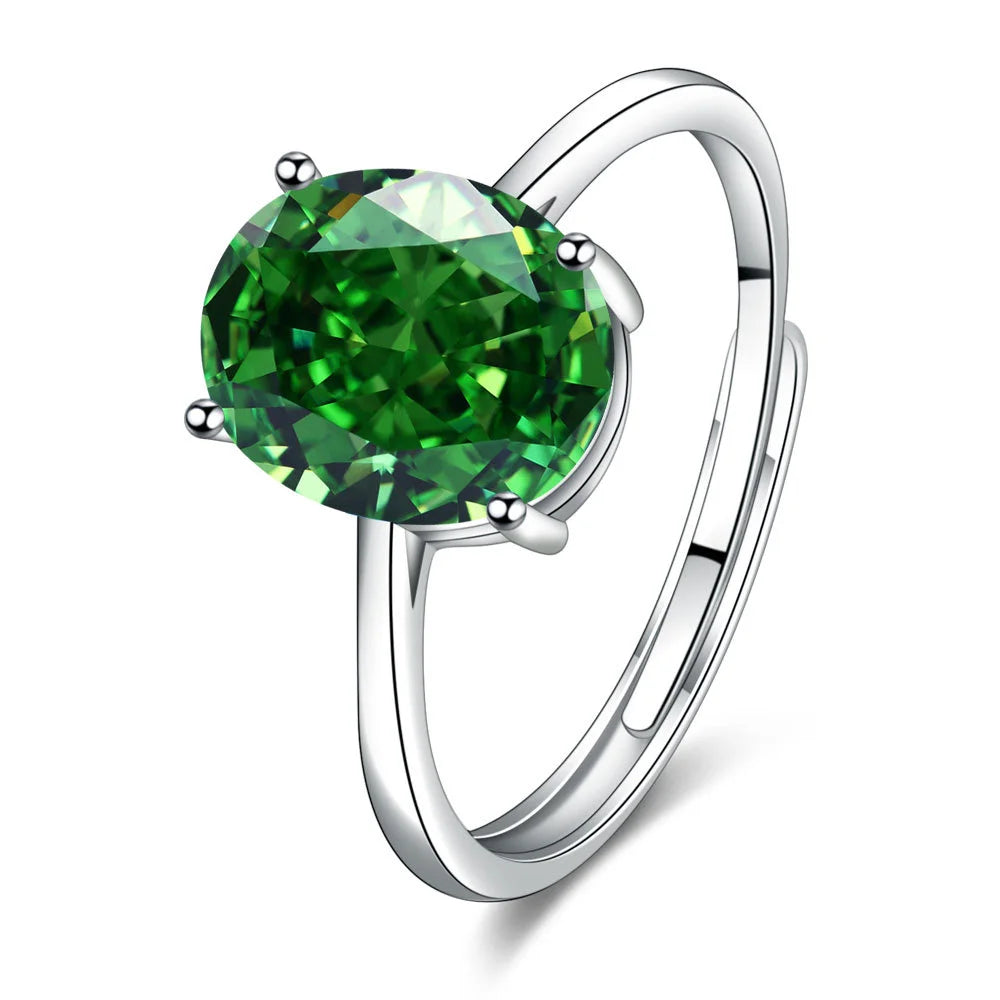925 Sterling Silver Adjustable Ring with Zirconia Stone