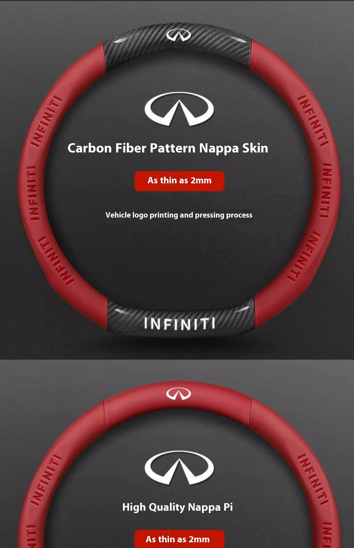Carbon Fiber Leather Steering Wheel Cover for Infiniti Models