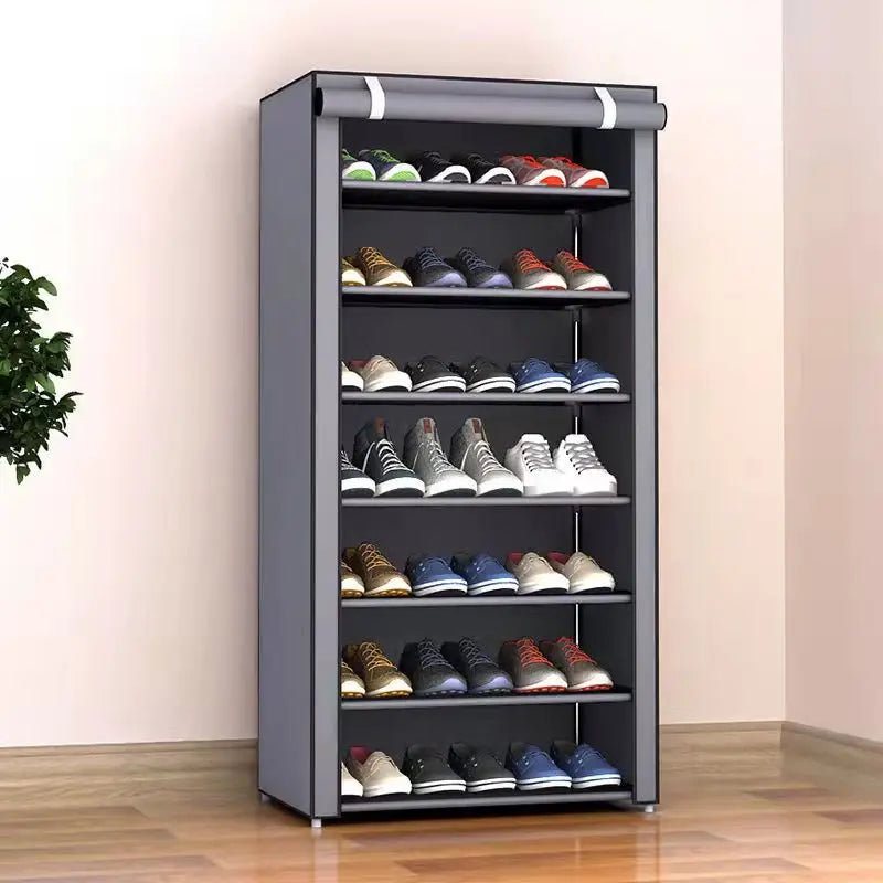 Étagère à chaussures multicouche avec couvercle anti-poussière