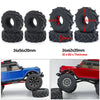 Set of black rubber mud terrain tires for Axial SCX24 and TRX4M vehicles