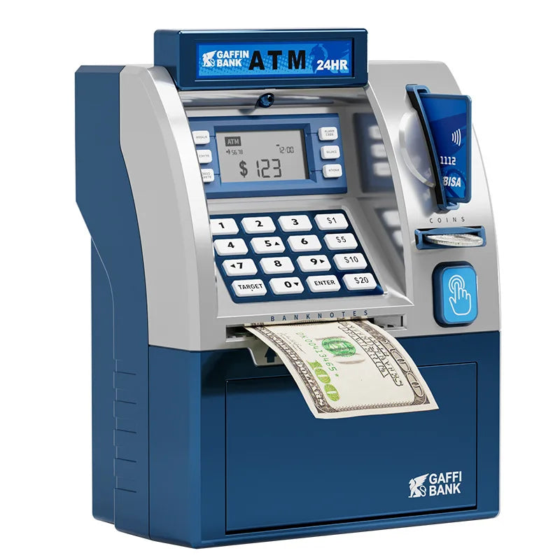 Interactive ATM Money Box for Kids with Card Swipe and Password Access