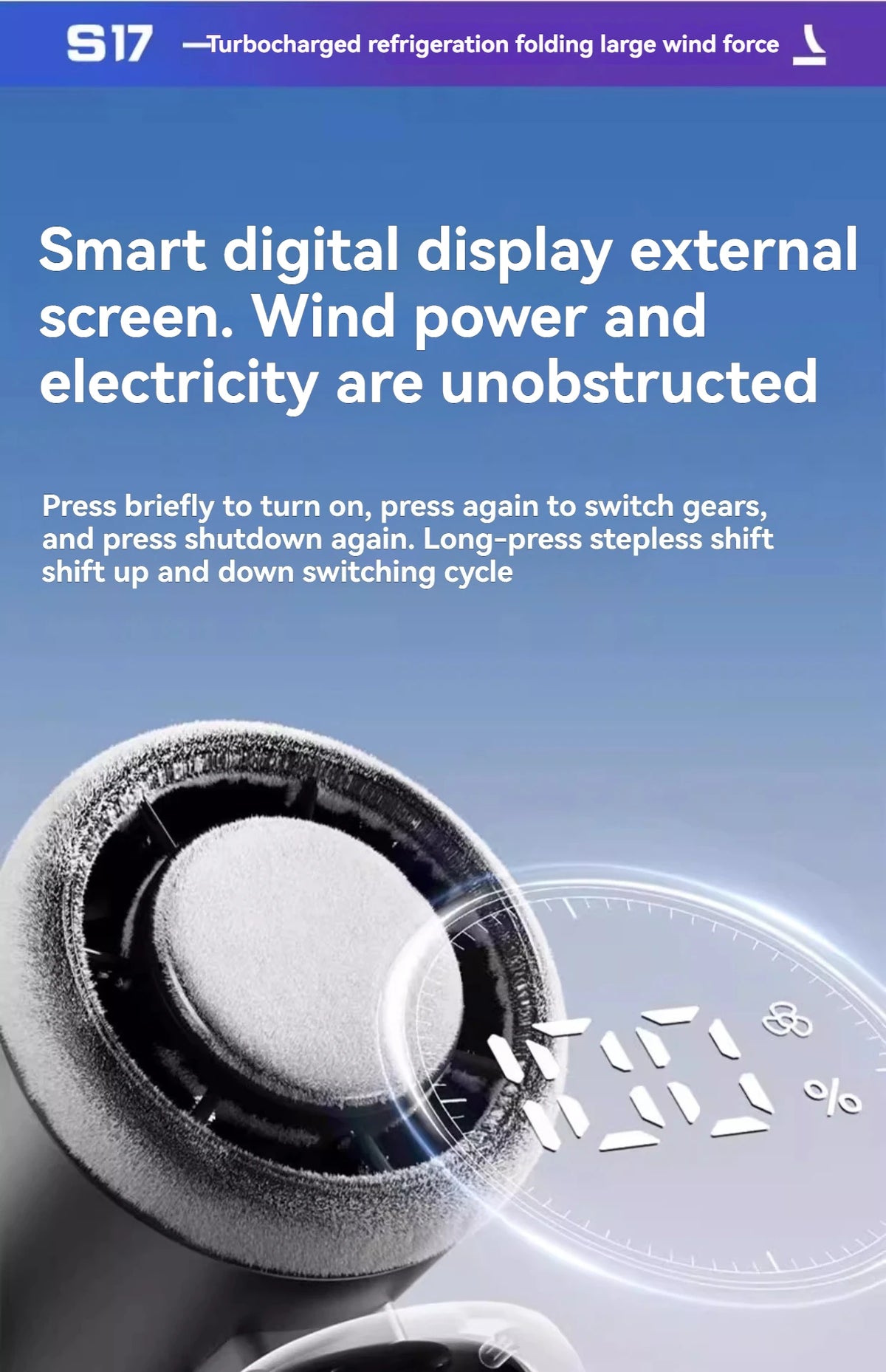 Portable Foldable Neck Fan with Stepless Speed Control