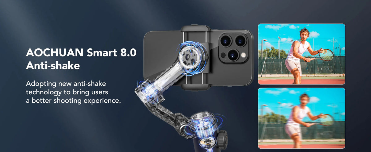 3-Axis Smartphone Gimbal Stabilizer with Built-in Extension Pole and LED Display