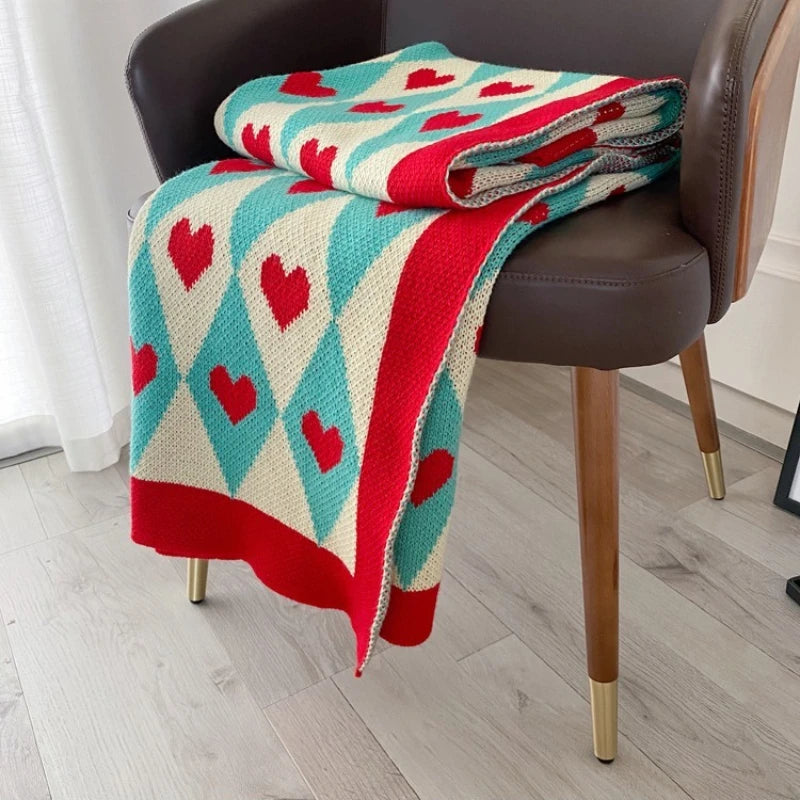Herz-Jacquard-Decke
