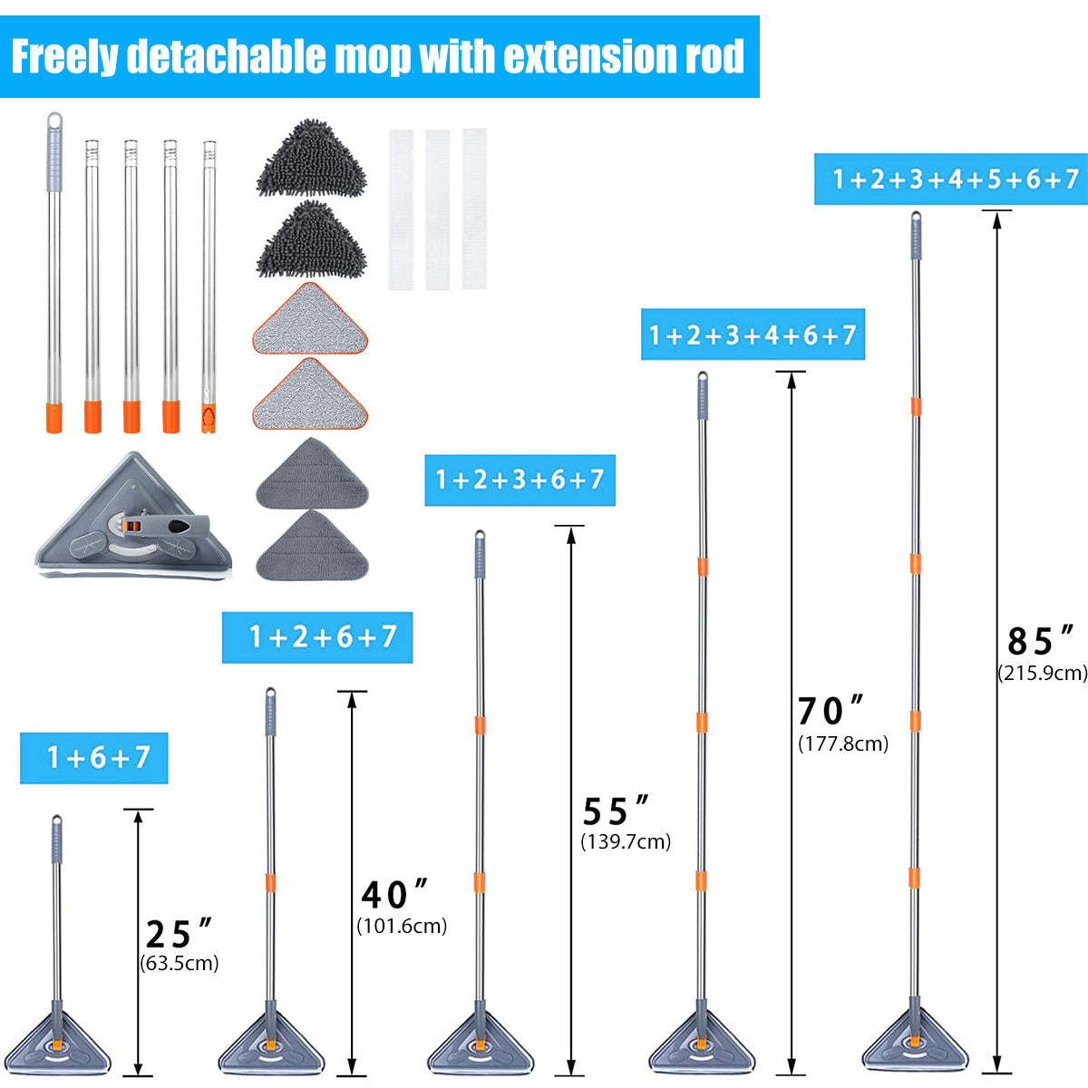 360° Rotating Wall Cleaning Mop with Extendable Handle