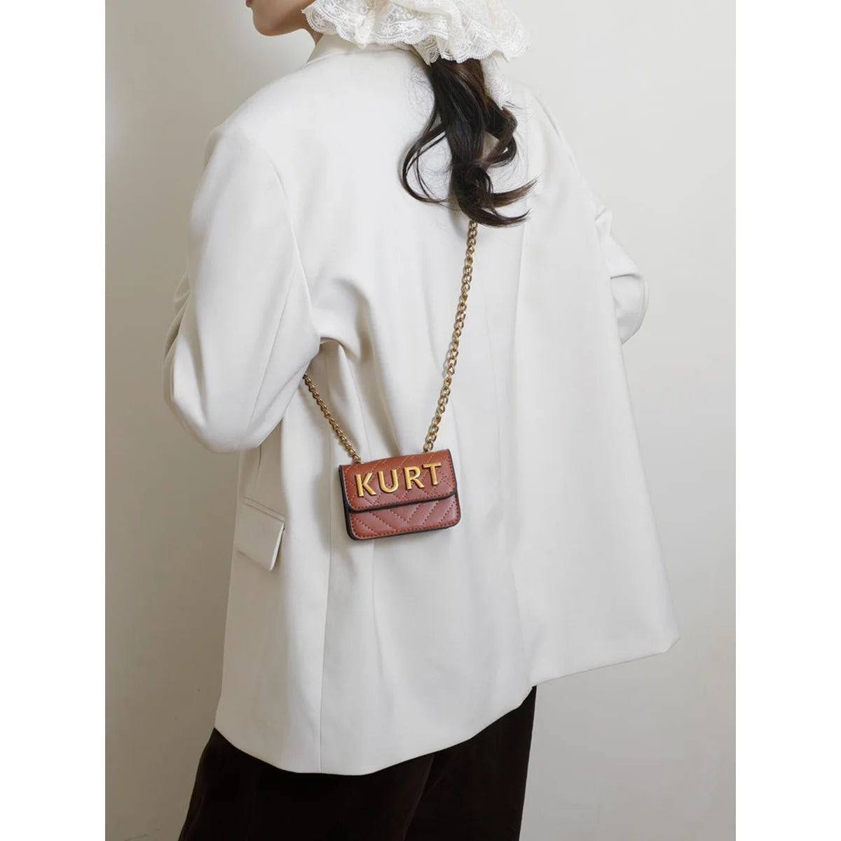 Mini Magnetic Crossbody Bag with Letter Flap and Chain Strap