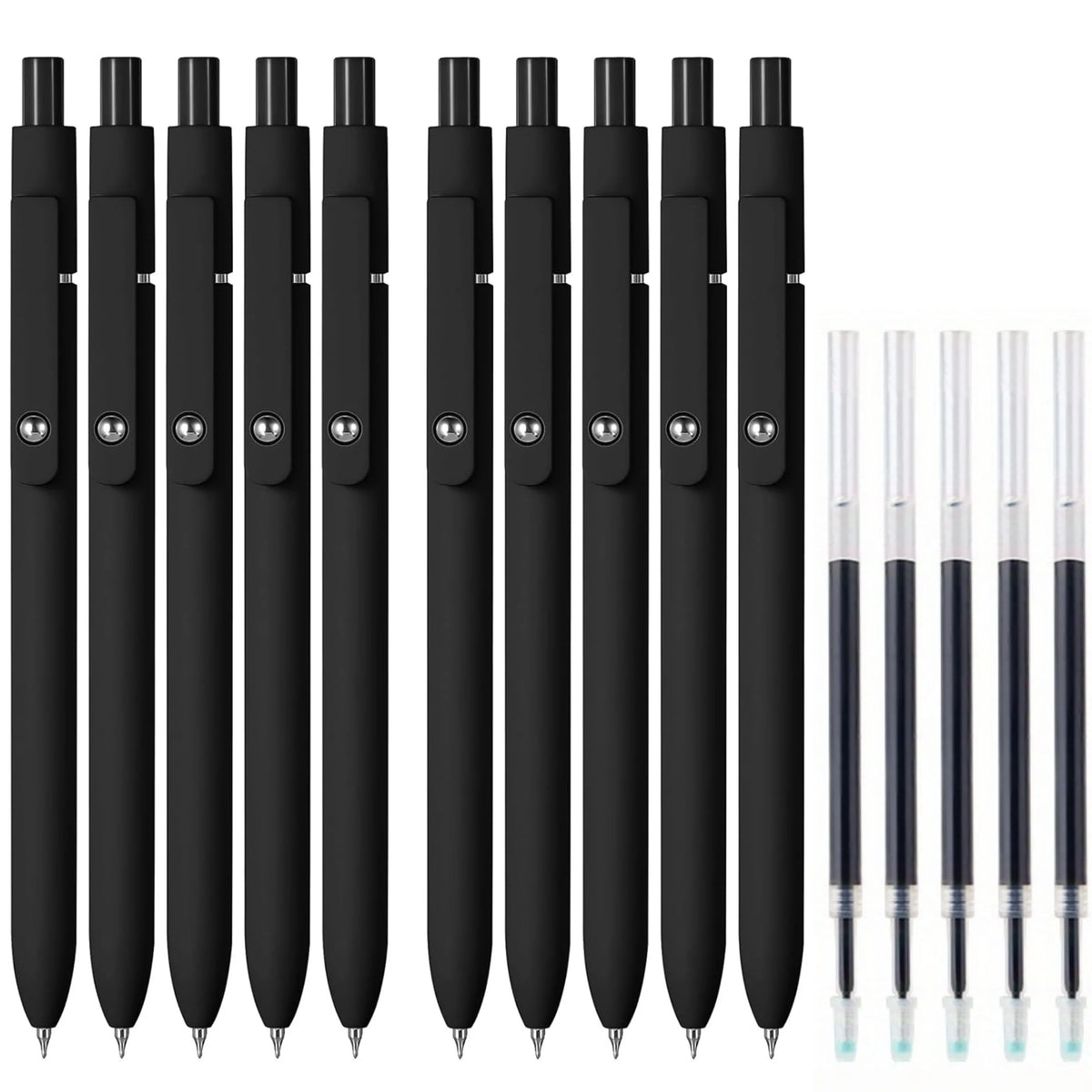 Premium Fine Point Gel Pens with Refills (10 Pens + 5 Refills)