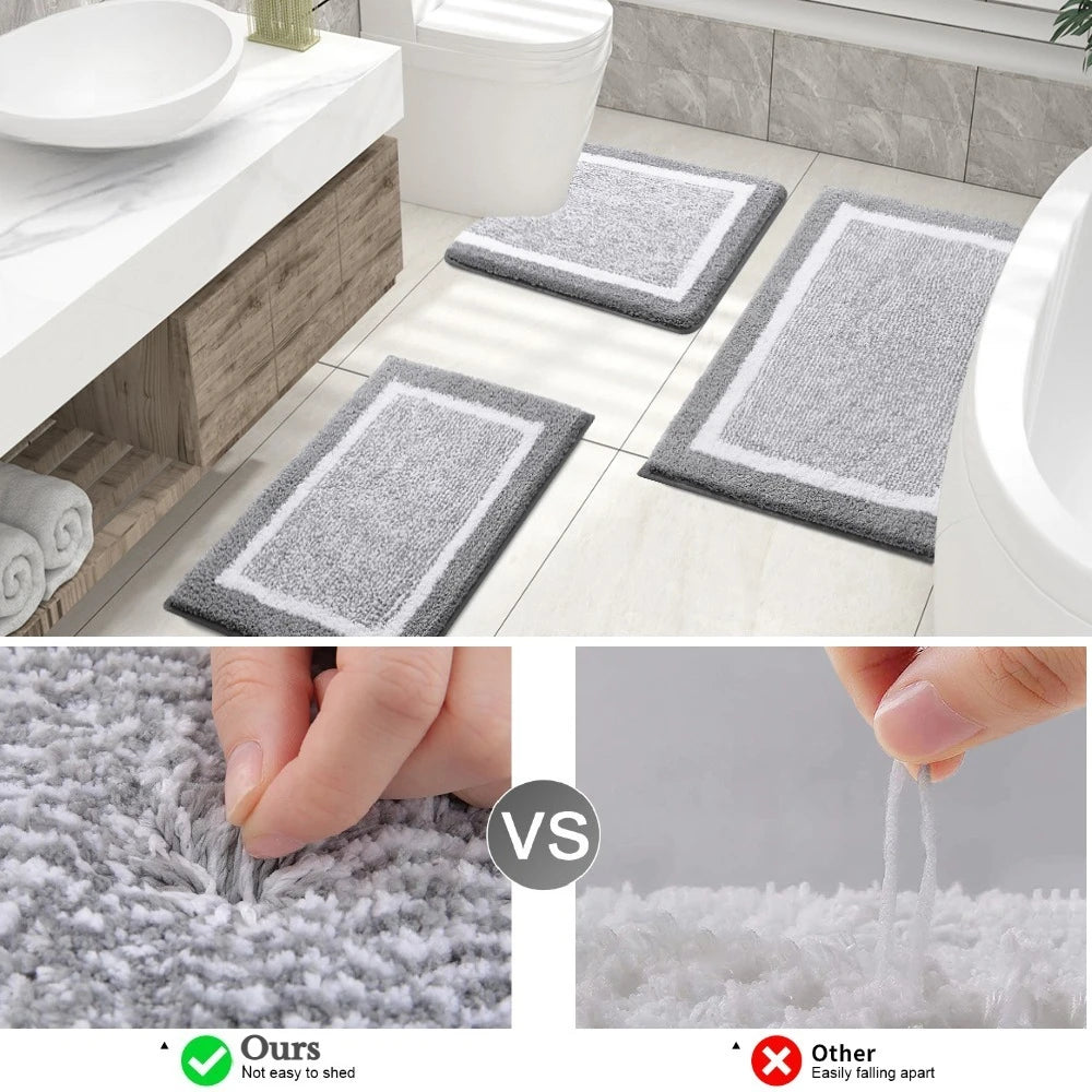 Plush Microfiber Non-Slip Bath Mat with Quick-Dry Absorbency