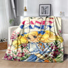 Cartoon Anime Flannel Throw Blanket in Candy Girl Design