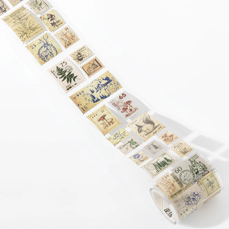 Vintage Stamp Tape Stickers Roll for Journals and Crafts