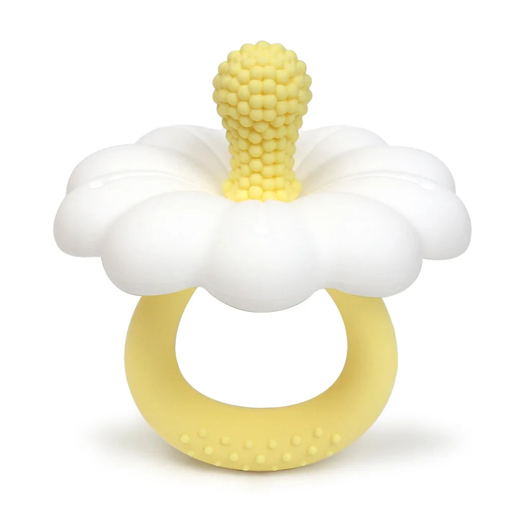 Flower-Shaped Silicone Baby Teether with Easy-Grasp Handle