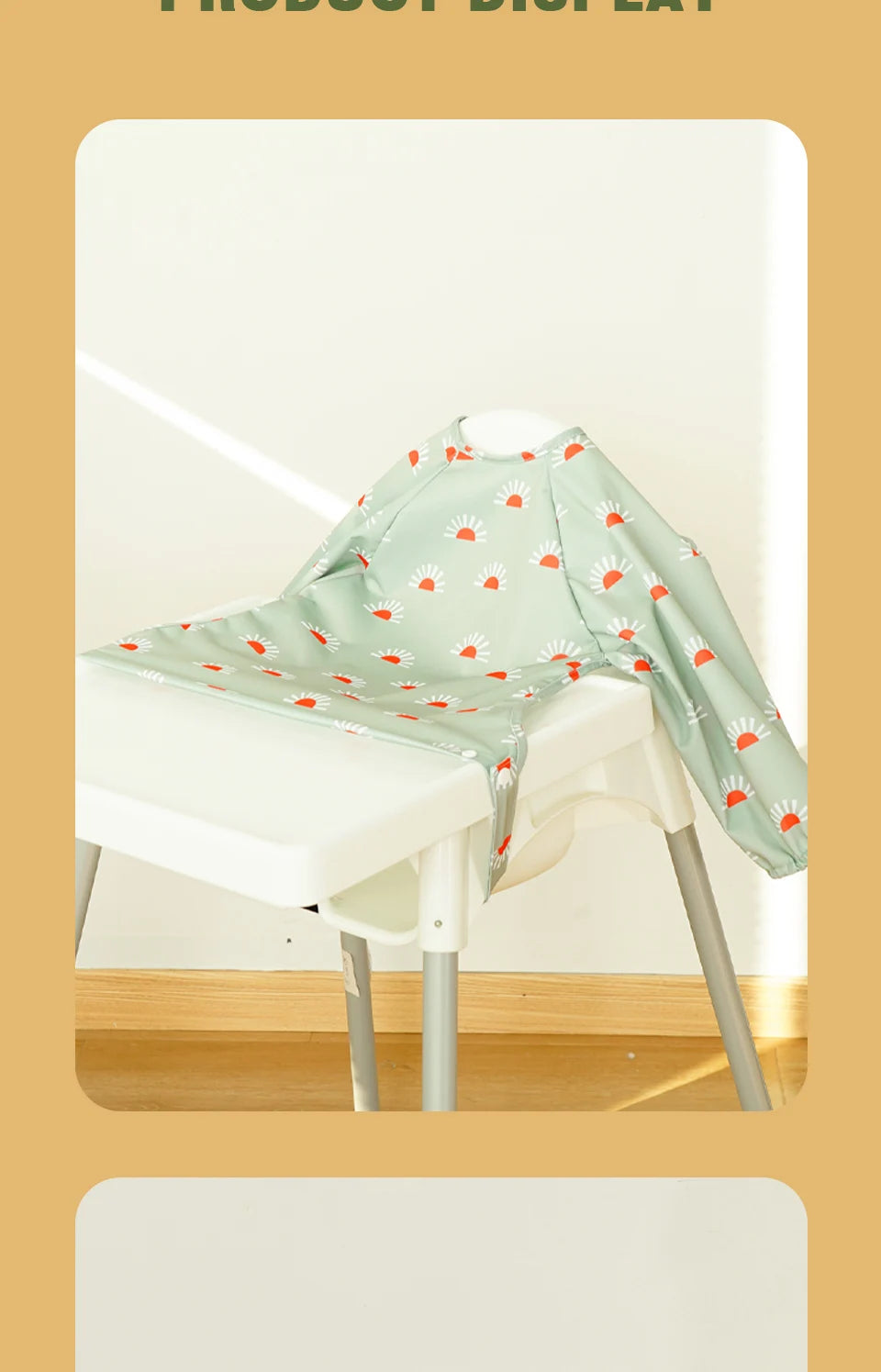 Snap Button Waterproof Baby Feeding Bib with Long Sleeves