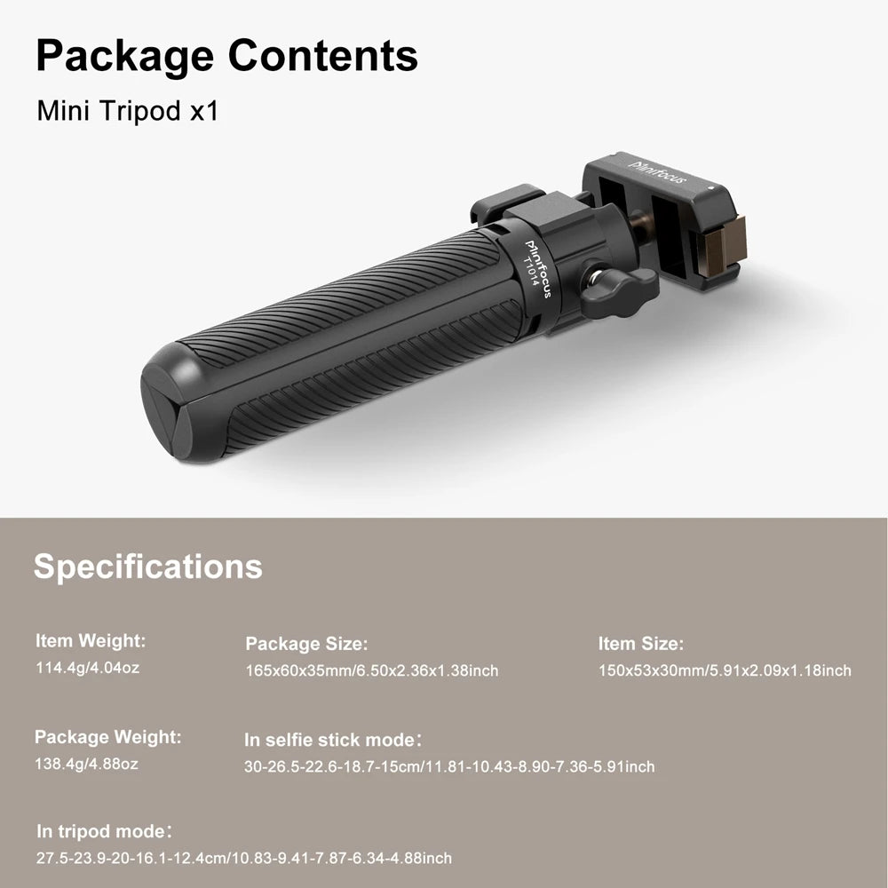 A black Mini Tripod x1 is shown, featuring a magnetic quick release adapter for DJI Osmo Action Cameras.