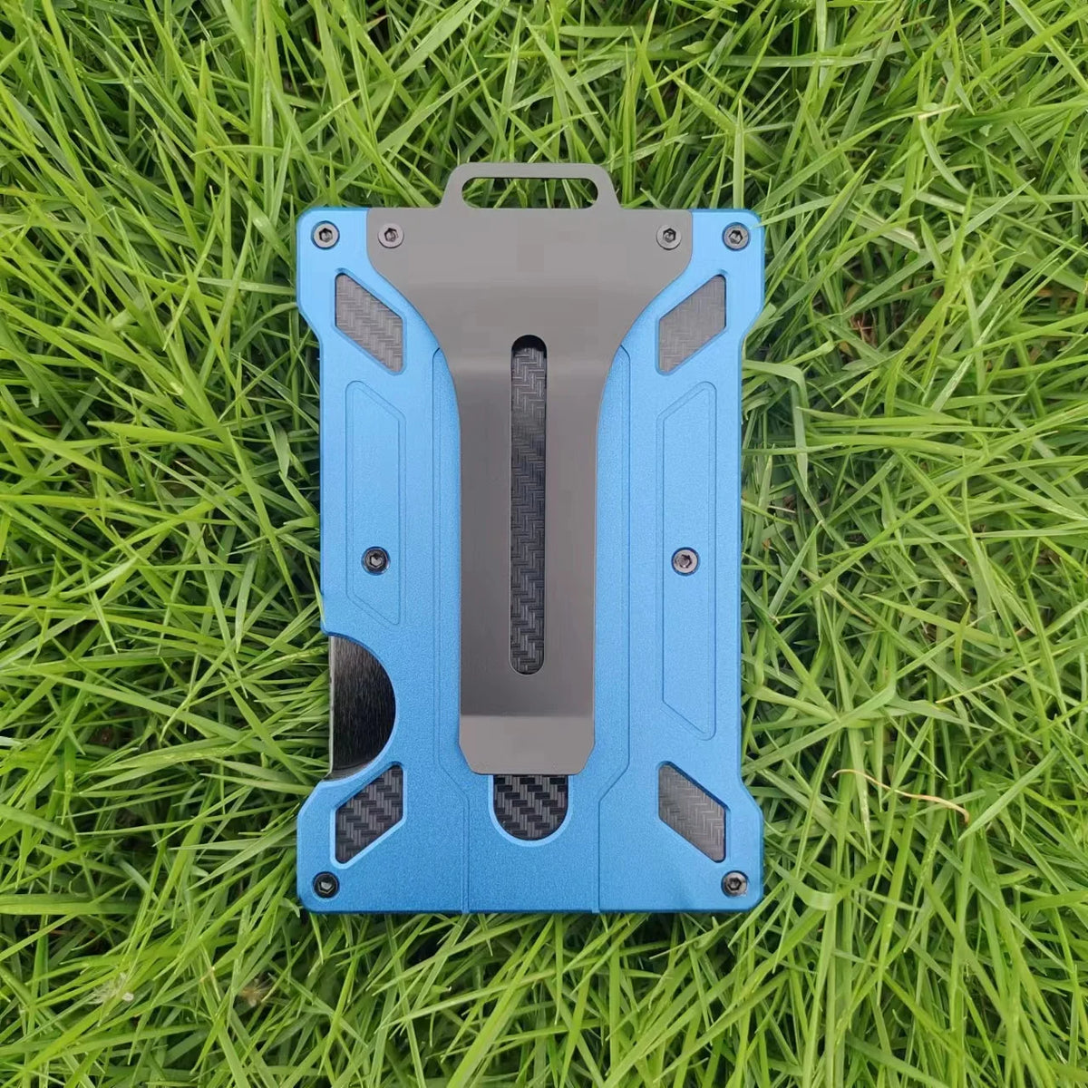 Slim Aluminum RFID Blocking Wallet with ID Window and Money Clip