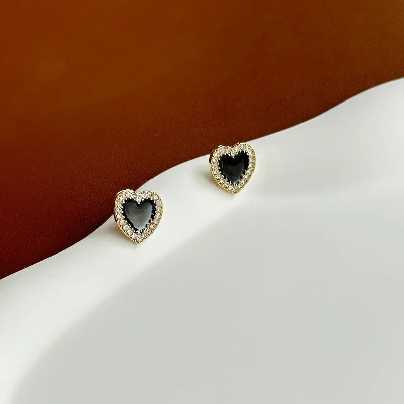 Crystal Heart Stud Earrings