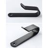 Black sturdy snowboard wall mount clips with screws shown in two views