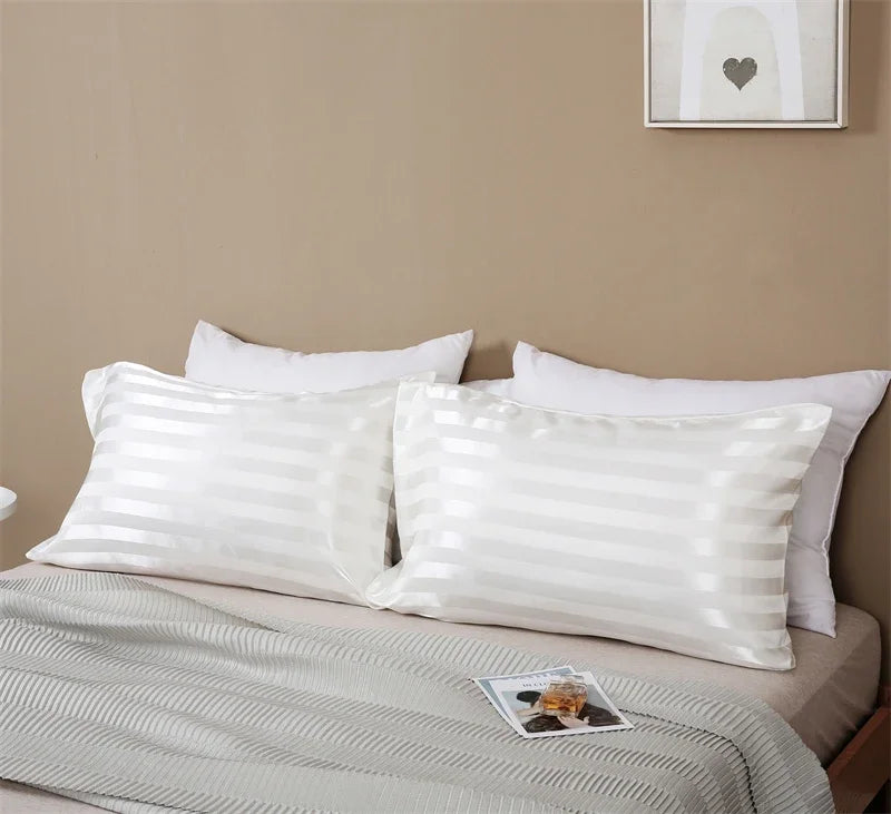 Luxurious Satin Stripe Pillowcase with Envelope Closure